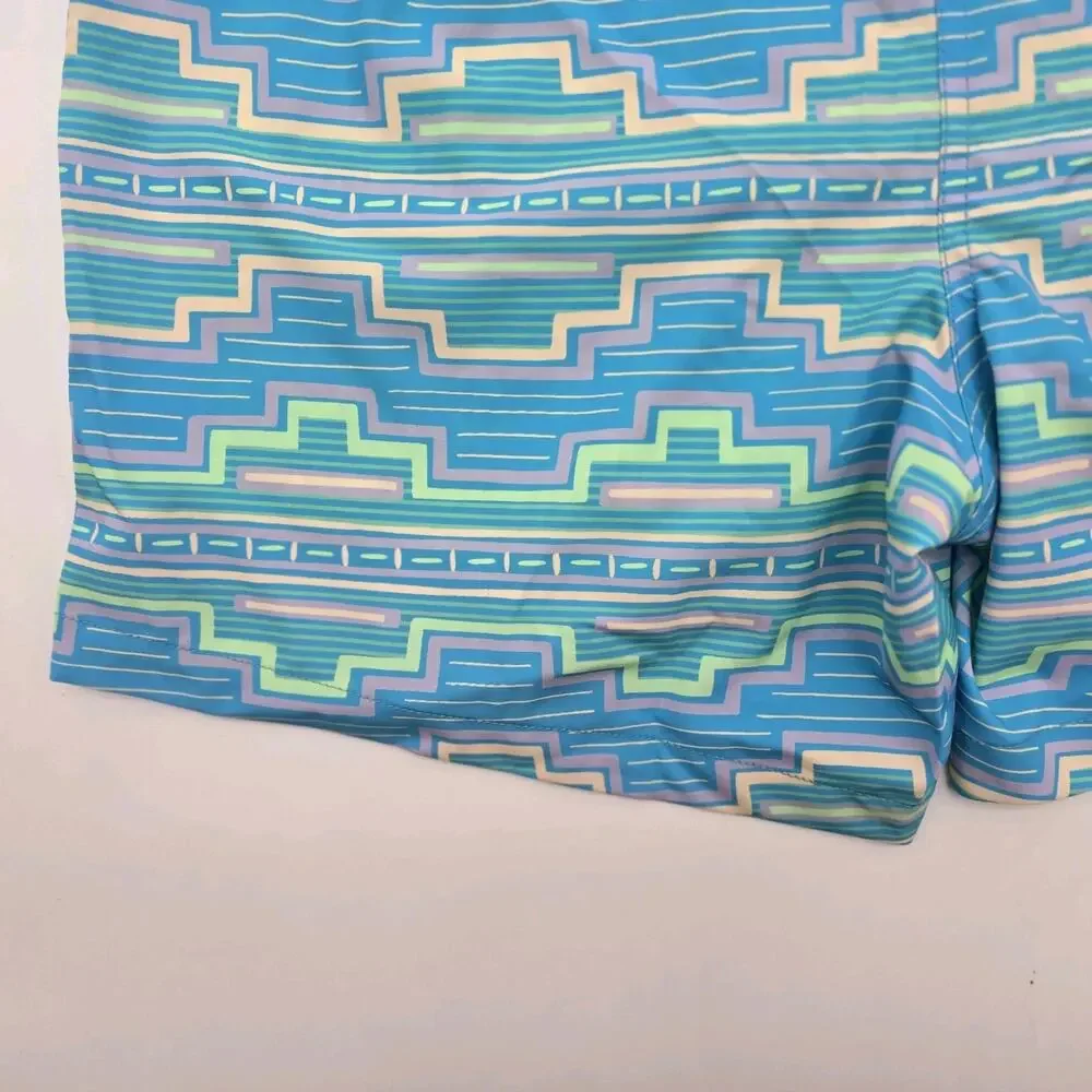 Chubbies Swim Trunks Mens Large 5.5 Inch Blue Aztec Shorts Boxer Liner